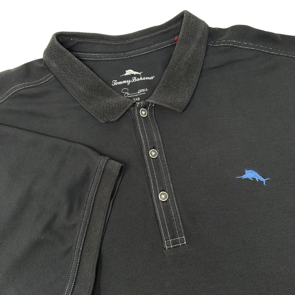 TOMMY BAHAMA Men's Black Short Sleeve Emfielder Polo Shirt Supima Cotton 3XB